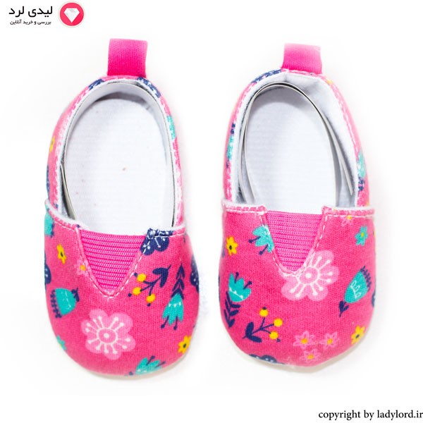  کفش نوزاد رنگ صورتی دخترانه مناسب نوزاد 6 تا 9 ماه 