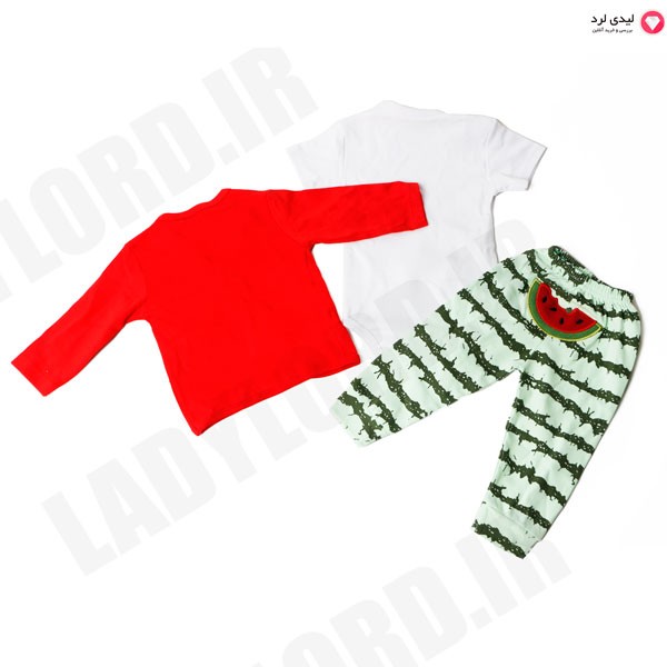 برای بزرگنمایی تصویر دوبار کلیک نمایید ست لباس نوزادی سه تکه طرح هندوانه