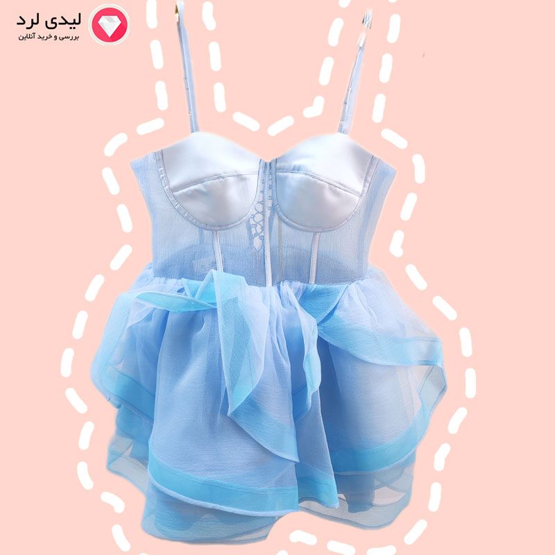 برای بزرگنمایی تصویر دوبار کلیک نمایید پیراهن زنانه عروسکی آبی کد 2344