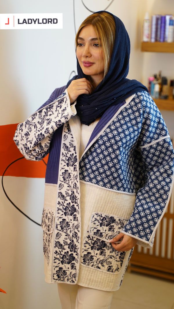 برای بزرگنمایی تصویر دوبار کلیک نمایید مانتو زنانه کوک دوزی سفید سرمه ای