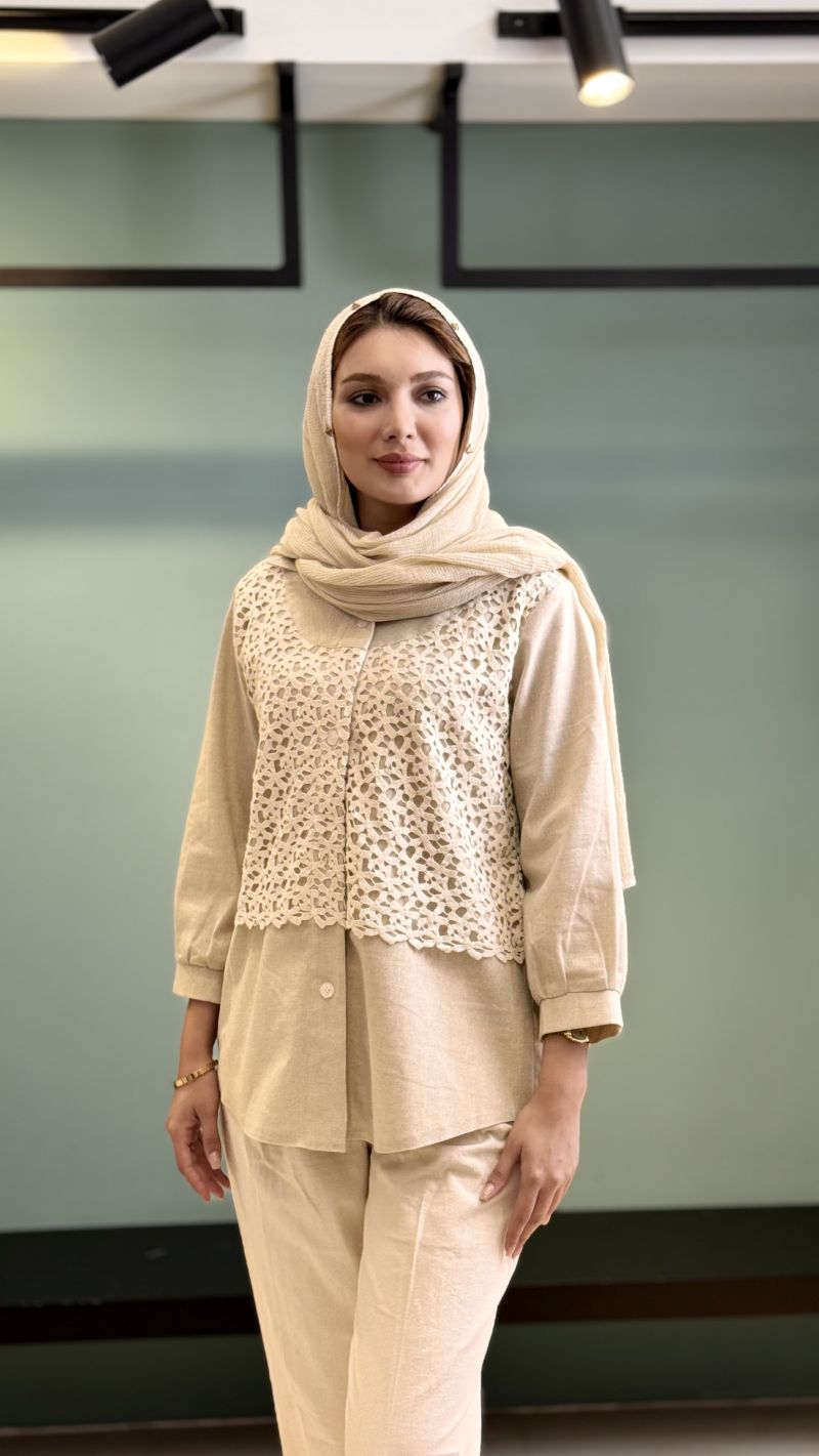 برای بزرگنمایی تصویر دوبار کلیک نمایید شومیز زنانه مدل دوتیکه لنین طرح آیلا کد 1912
