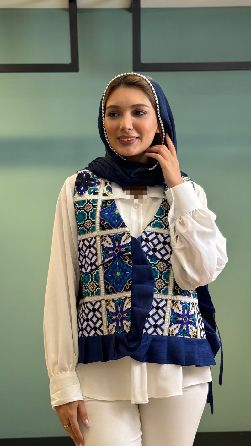 برای بزرگنمایی تصویر دوبار کلیک نمایید وست و شومیز سوزندوزی طرح پینار ماهوت