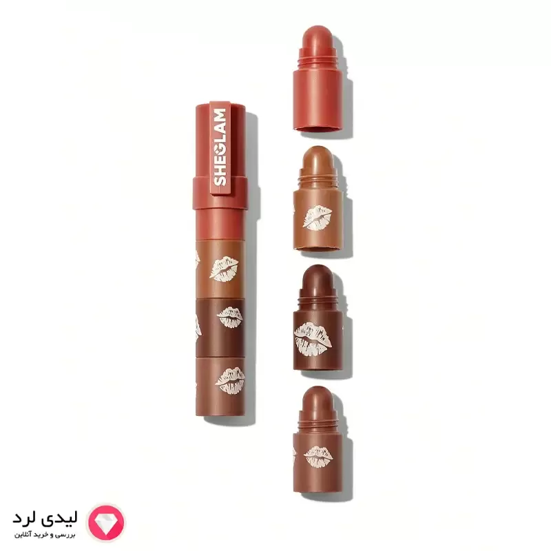 برای بزرگنمایی تصویر دوبار کلیک نمایید رژ لب 4 طبقه شیگلم مدل MEGA LIP STACKS رنگ BROWNIE STACK