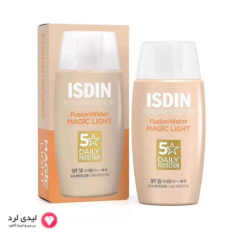 برای بزرگنمایی تصویر دوبار کلیک نمایید ضد آفتاب رنگی ایزدین مدل Fusion Water حجم 50 میلی لیتر رنگ لایت LIGHT بسته بندی جدید