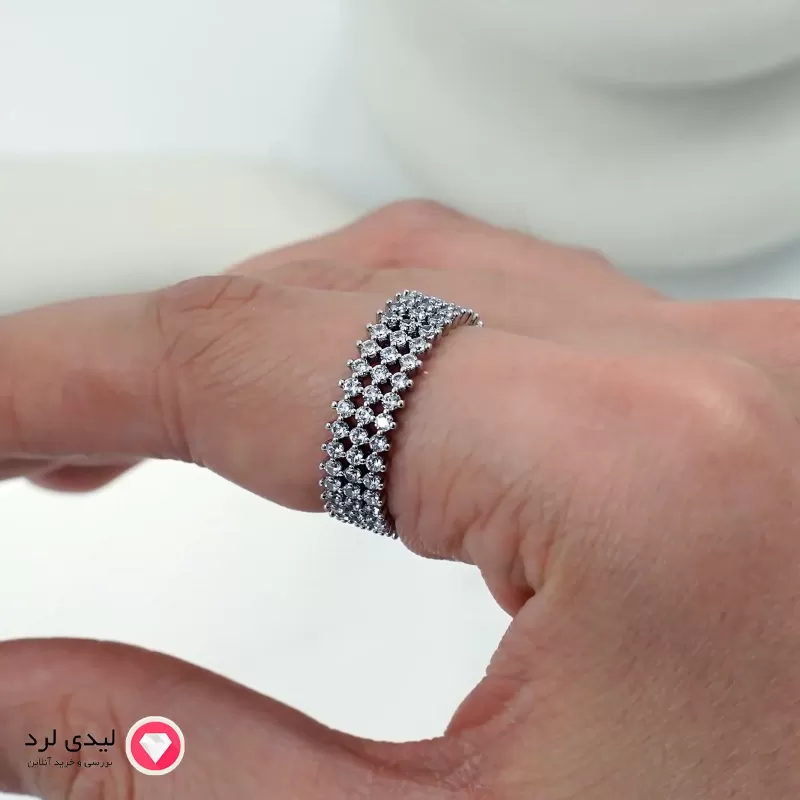 برای بزرگنمایی تصویر دوبار کلیک نمایید انگشتر زنانه استیل نگین دار ژوپینگ کد 1830