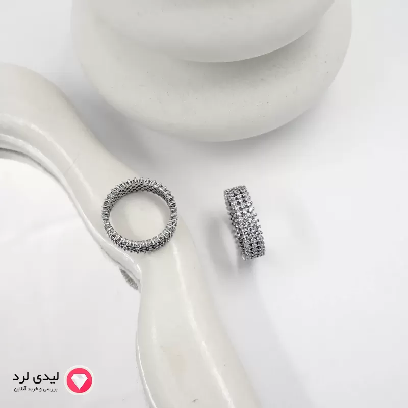 برای بزرگنمایی تصویر دوبار کلیک نمایید انگشتر زنانه استیل نگین دار ژوپینگ کد 1830