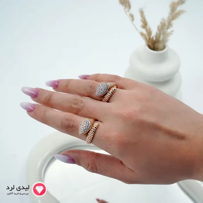 برای بزرگنمایی تصویر دوبار کلیک نمایید انگشتر ژوپینگ مدل اشکی کد 1619