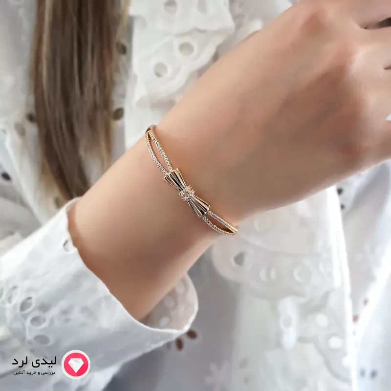 برای بزرگنمایی تصویر دوبار کلیک نمایید بنگل نگین دار طرح پاپیون ژوپینگ کد 5956