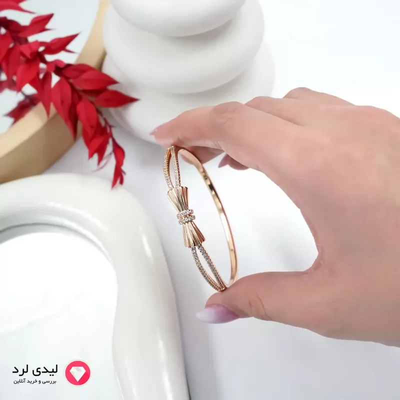برای بزرگنمایی تصویر دوبار کلیک نمایید بنگل نگین دار طرح پاپیون ژوپینگ کد 5956