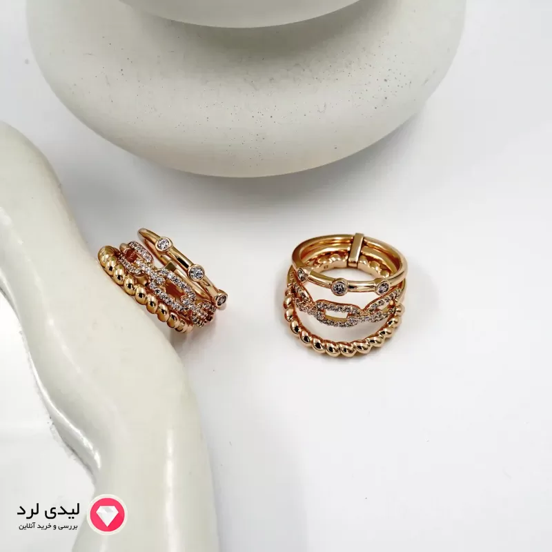 برای بزرگنمایی تصویر دوبار کلیک نمایید ست سهتایی انگشتر ژوپینگ طلایی کد 12170