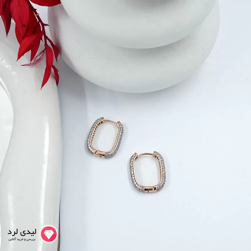 برای بزرگنمایی تصویر دوبار کلیک نمایید گوشواره ژوپینگ مدل مربعی با نگینکاری کد 25346