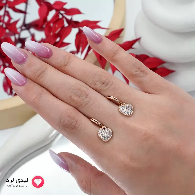 برای بزرگنمایی تصویر دوبار کلیک نمایید گوشواره طرح قلب نگین دار ژوپینگ کد 26104