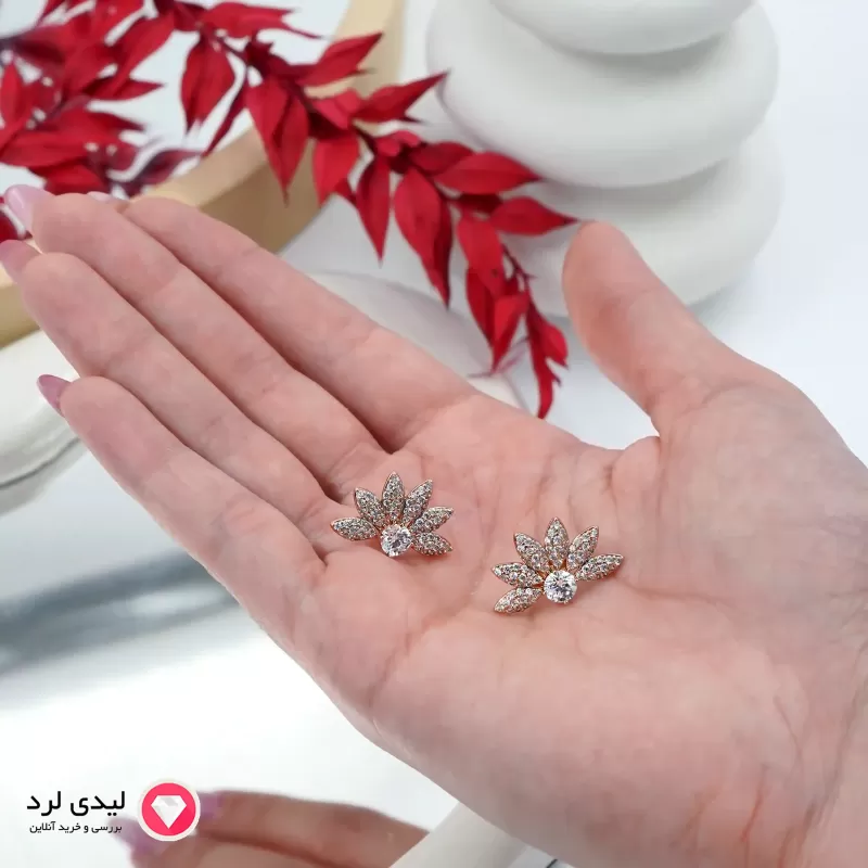 گوشواره طرح پله ای نگین دار ژوپینگ کد 26859