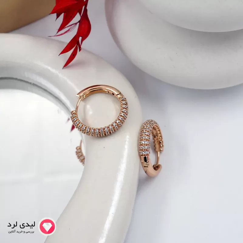 برای بزرگنمایی تصویر دوبار کلیک نمایید گوشواره طرح حلقه تمام نگین ژوپینگ کد 27026