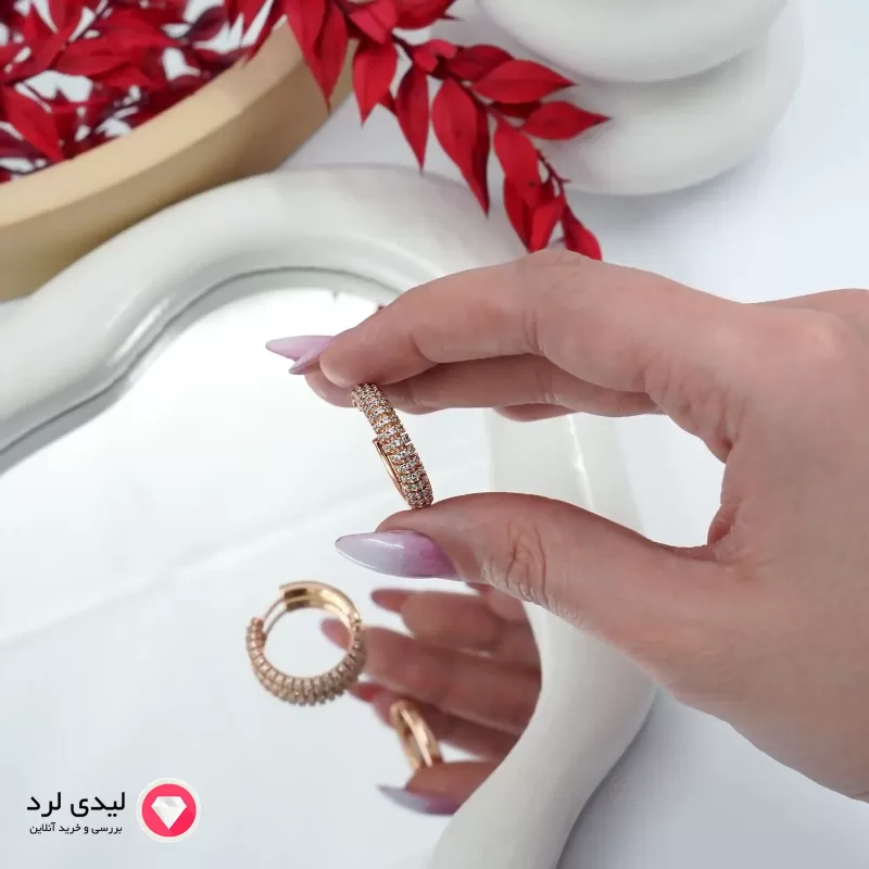برای بزرگنمایی تصویر دوبار کلیک نمایید گوشواره طرح حلقه تمام نگین ژوپینگ کد 27026