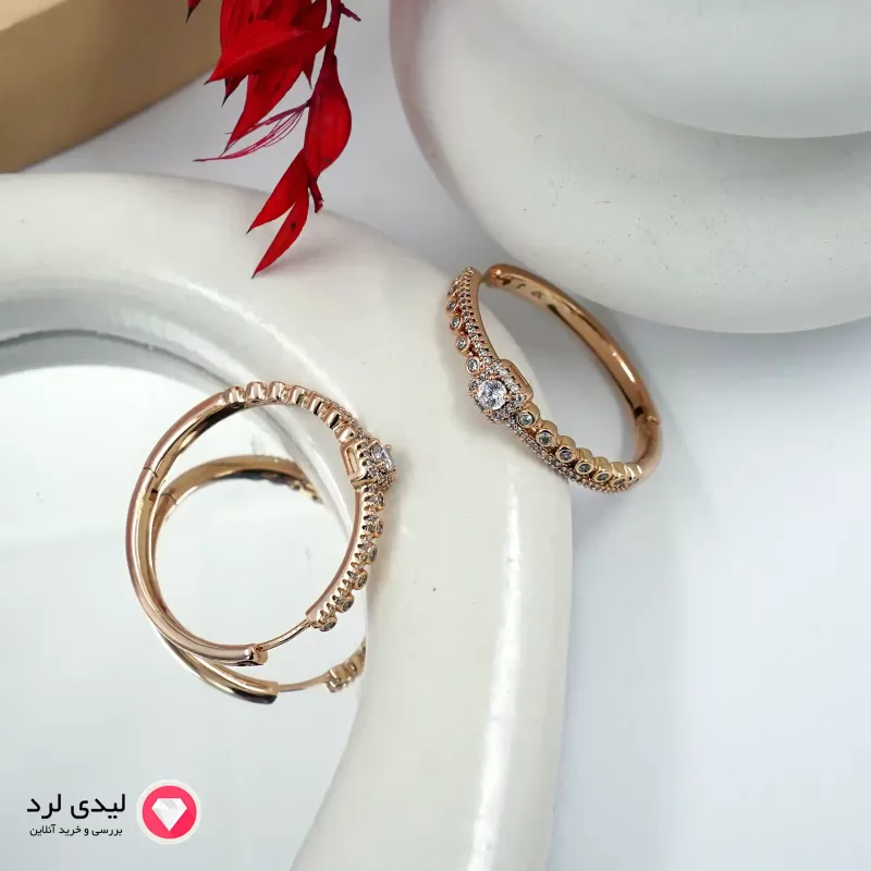 برای بزرگنمایی تصویر دوبار کلیک نمایید گوشواره طرح حلقه نگین دار ژوپینگ کد 27039