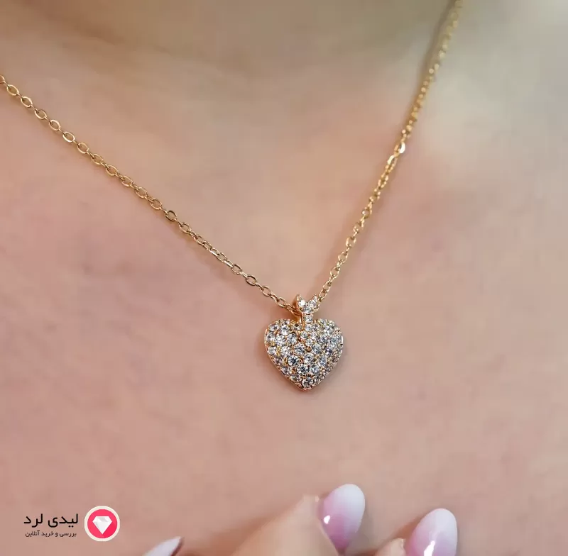 برای بزرگنمایی تصویر دوبار کلیک نمایید پلاک زنجیر طرح قلب نگین دار کد 13182