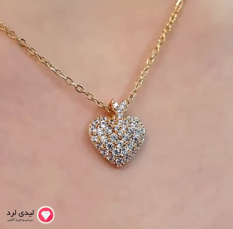 برای بزرگنمایی تصویر دوبار کلیک نمایید پلاک زنجیر طرح قلب نگین دار کد 13182