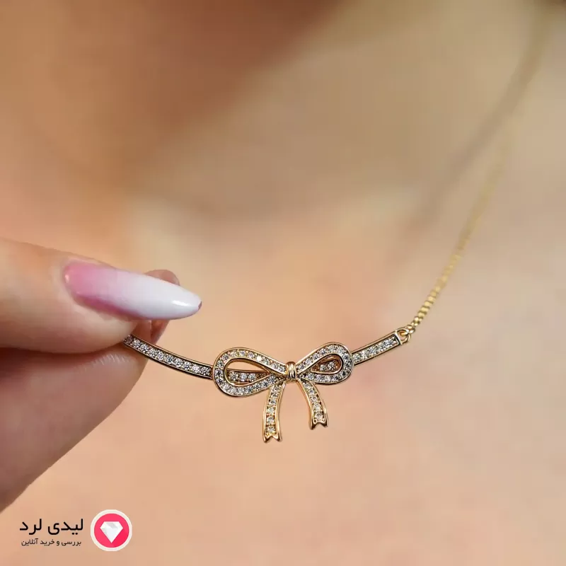 برای بزرگنمایی تصویر دوبار کلیک نمایید گردنبند طرح پاپیون نگین دار ژوپینگ کد 13328