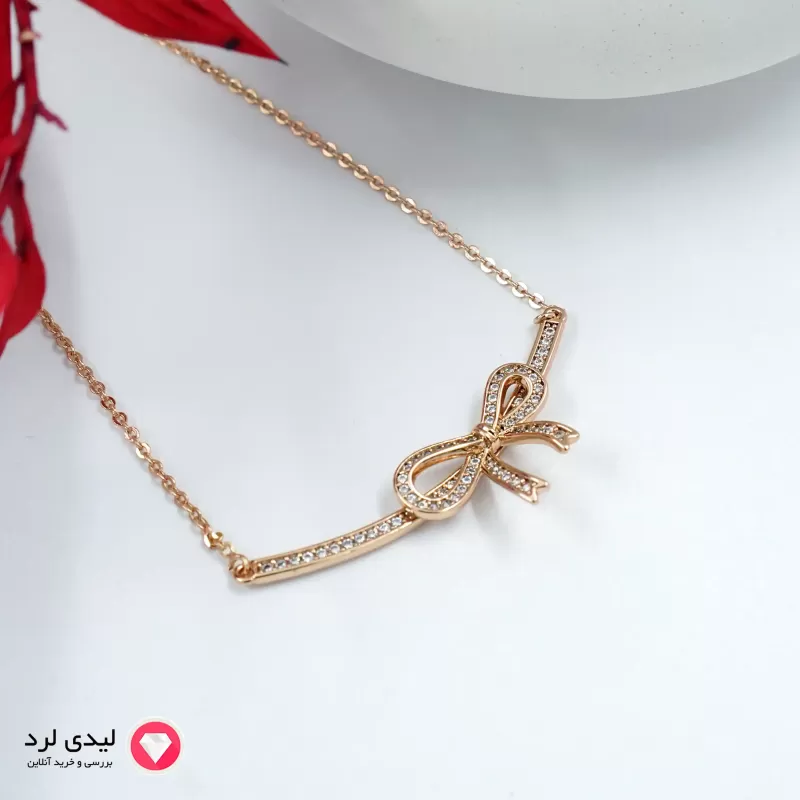 برای بزرگنمایی تصویر دوبار کلیک نمایید گردنبند طرح پاپیون نگین دار ژوپینگ کد 13328