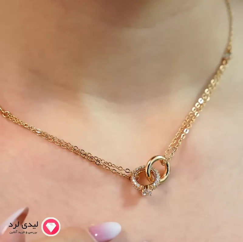 برای بزرگنمایی تصویر دوبار کلیک نمایید گردنبند طرح حلقه نگین دار ژوپینگ کد 13330
