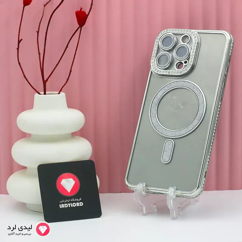 برای بزرگنمایی تصویر دوبار کلیک نمایید قاب گوشی آیفون 15پرومکس مدل دور نگین دار