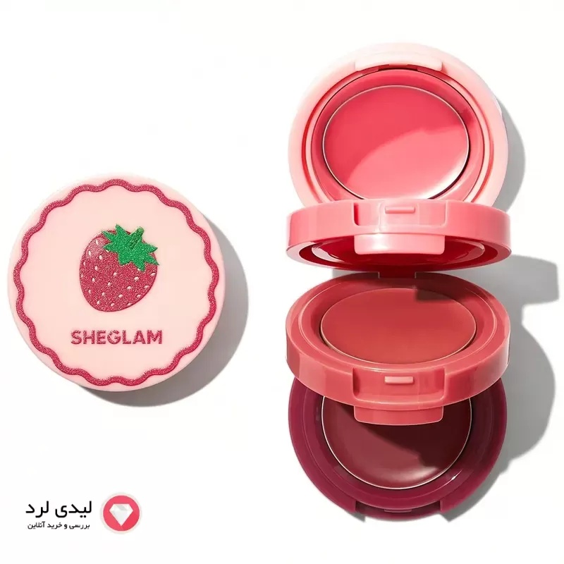 برای بزرگنمایی تصویر دوبار کلیک نمایید رژلب و رژگونه سه طبقه شیگلم رنگ توت فرنگی