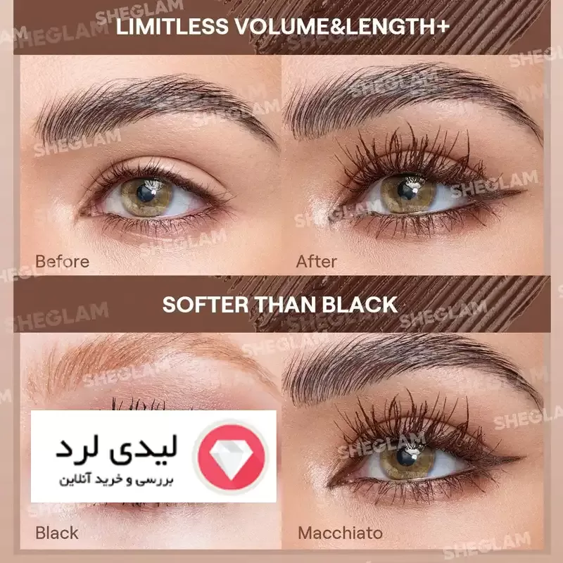 برای بزرگنمایی تصویر دوبار کلیک نمایید ریمل ضد آب دو سر شیگلم رنگ قهوه ای ماکیاتو