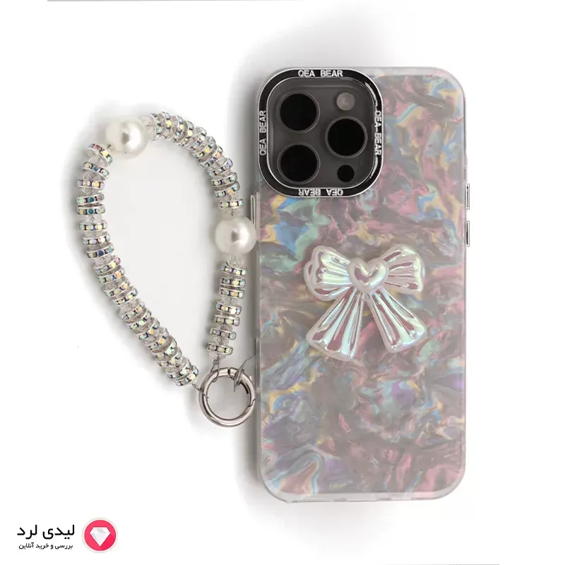 برای بزرگنمایی تصویر دوبار کلیک نمایید قاب گوشی آیفون 16پرومکس طرح پاپیون هولوگرامی آویزدار