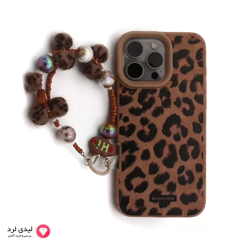 برای بزرگنمایی تصویر دوبار کلیک نمایید قاب گوشی آیفون 16پرومکس مدل پلنگی آویزدار