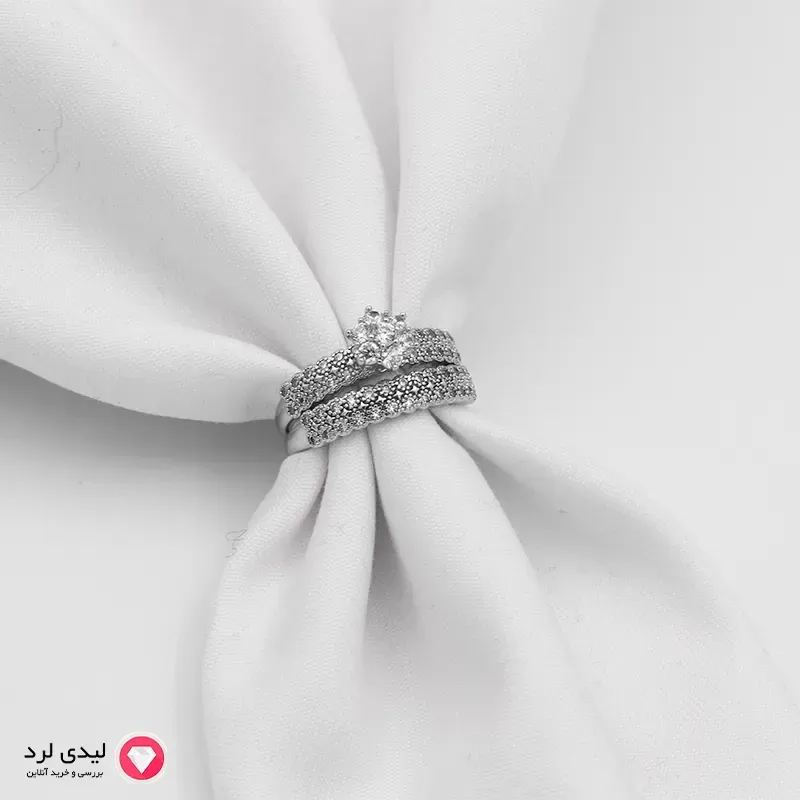 برای بزرگنمایی تصویر دوبار کلیک نمایید انگشتر دوتایی سیلور ژوپینگ کد 1866