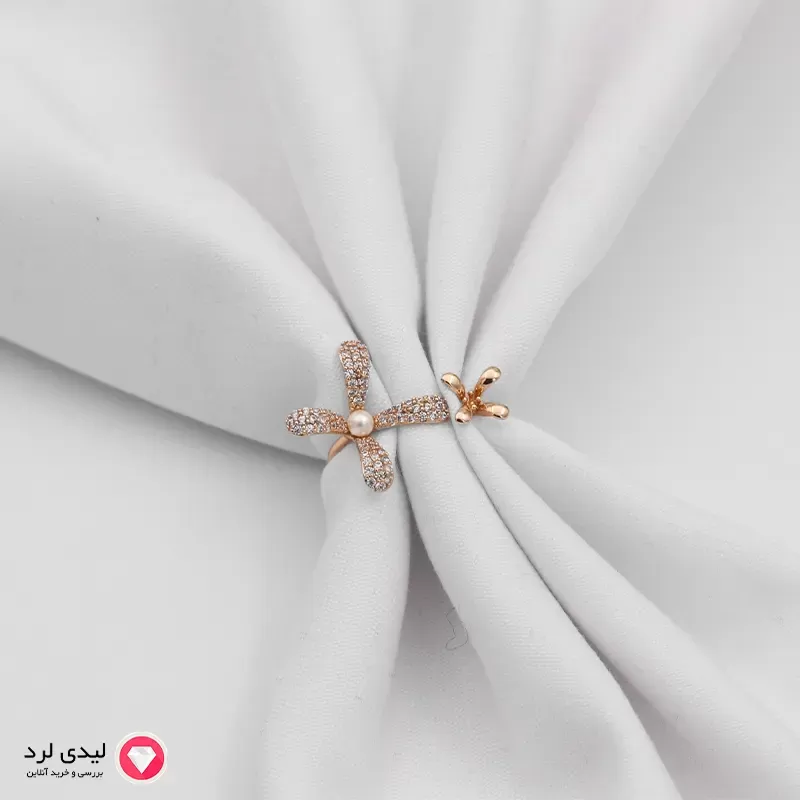 انگشتر گل ژوپینگ رزگلد کد 1827