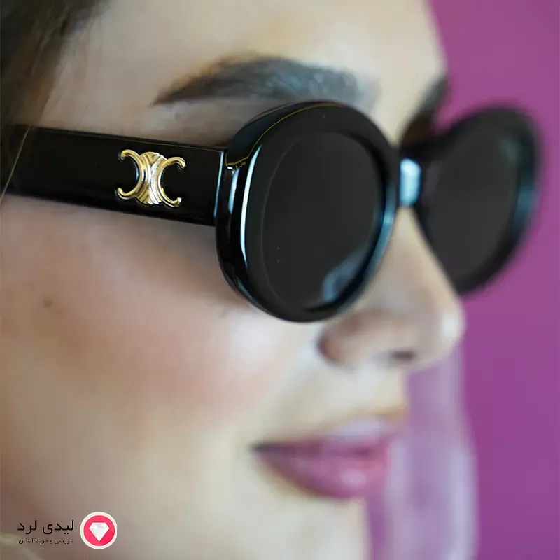 برای بزرگنمایی تصویر دوبار کلیک نمایید عینک افتابی زنانه مدل بیضی کائوچو طرح سلین مشکی کد55