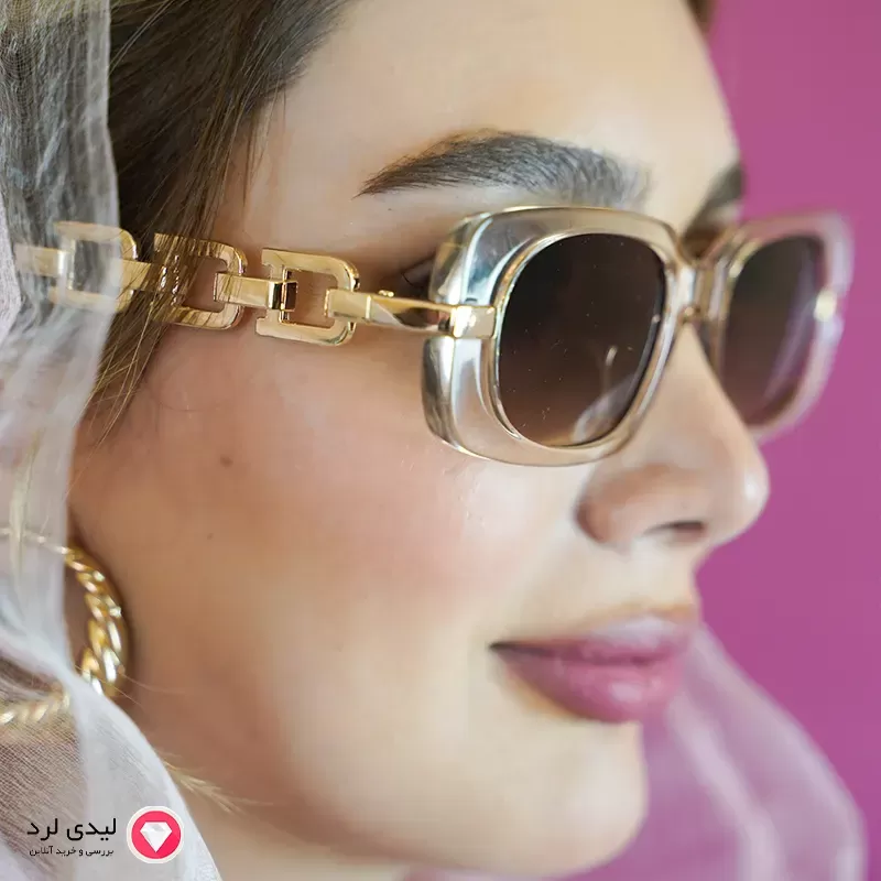 برای بزرگنمایی تصویر دوبار کلیک نمایید عینک افتابی زنانه دسته فلزی طرح گوچی قهوه ای کد202
