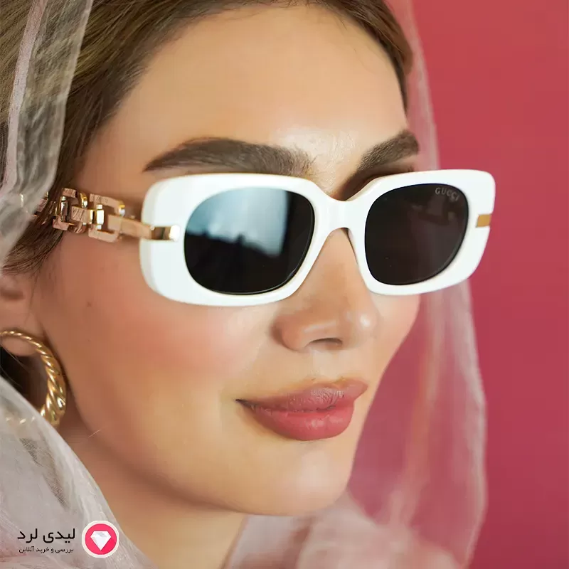 برای بزرگنمایی تصویر دوبار کلیک نمایید عینک افتابی زنانه دسته فلزی طرح گوچی سفید کد202