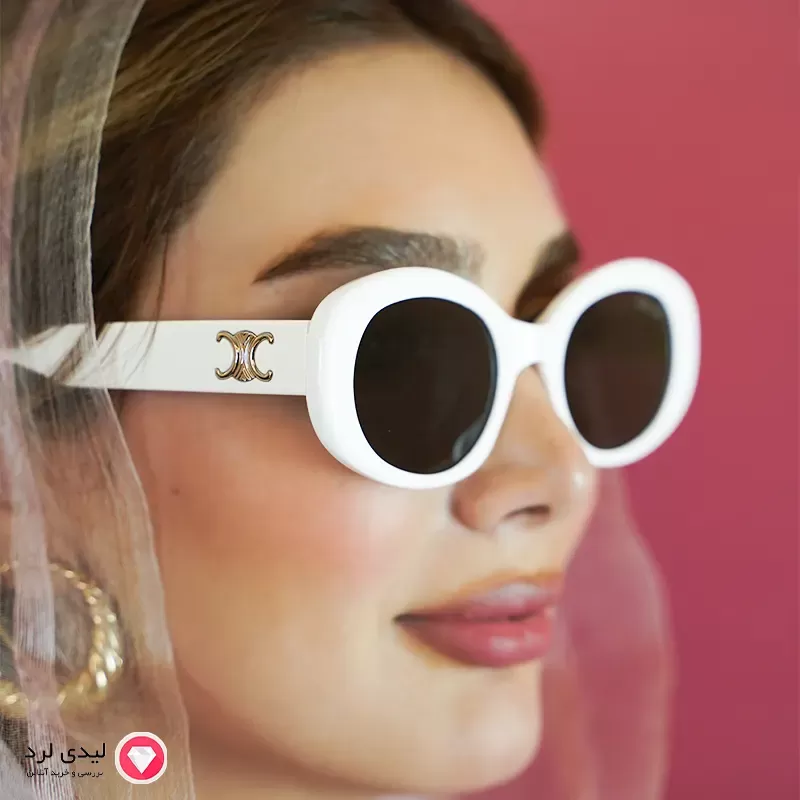 برای بزرگنمایی تصویر دوبار کلیک نمایید عینک افتابی زنانه مدل بیضی کائوچو طرح سلین سفید55