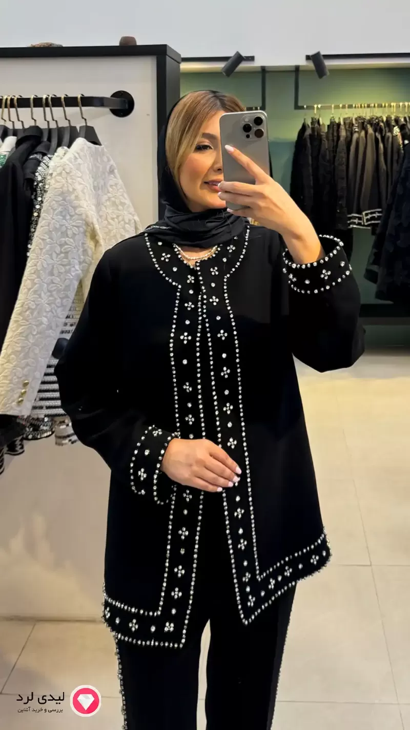 کت وشلوار کرپ جواهردوزی طرح ملودی ماهوت