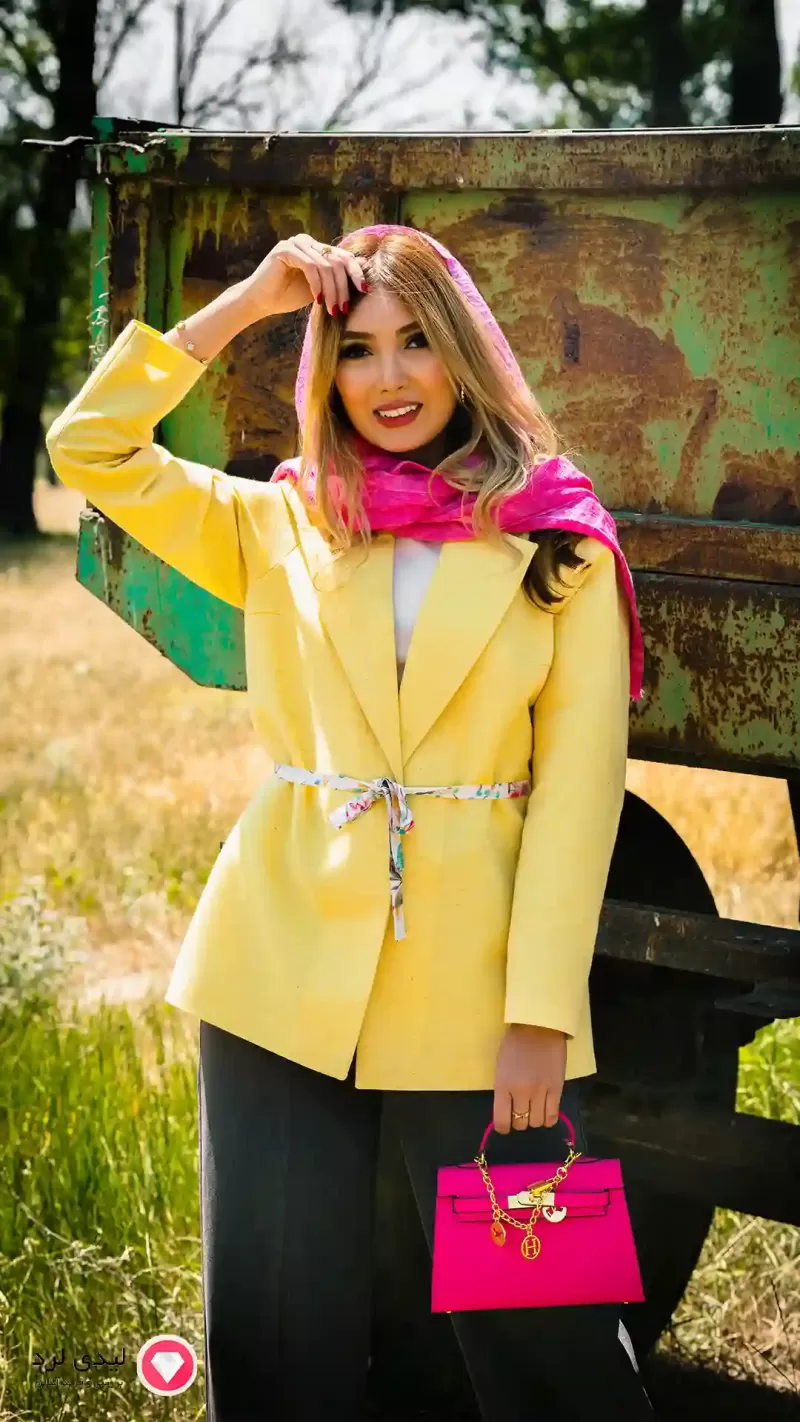 مانتو زنانه لنین طرح رانیا ماهوت زرد