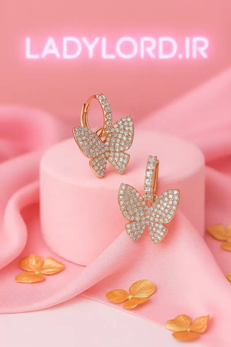 برای بزرگنمایی تصویر دوبار کلیک نمایید گوشواره طرح پروانه نگین دار ژوپینگ کد 25626