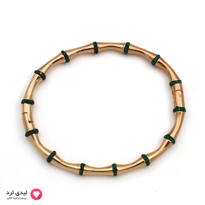 بنگل نگین دار طرح بامبو سبز