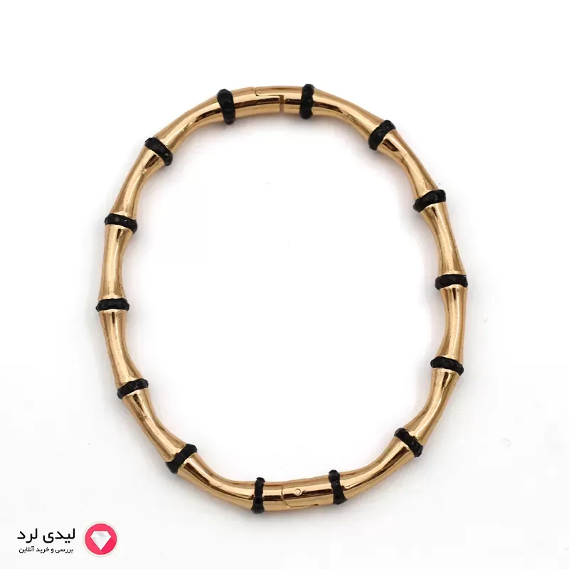 بنگل نگین دار طرح بامبو مشکی