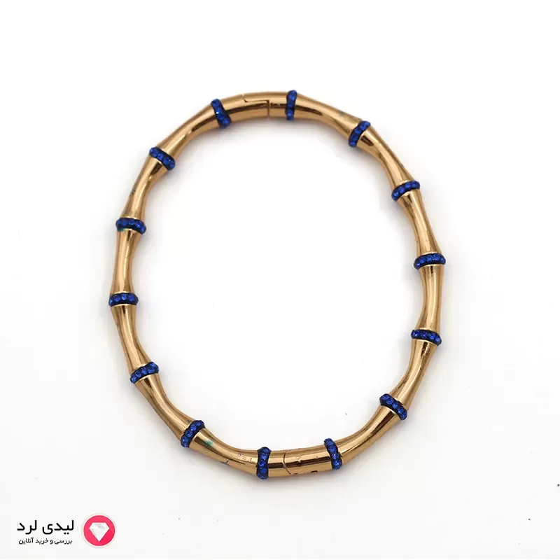 بنگل نگین دار طرح بامبو آبی