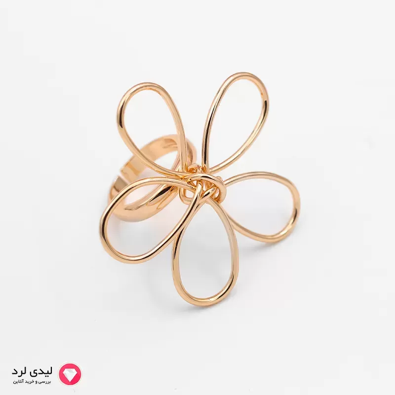 برای بزرگنمایی تصویر دوبار کلیک نمایید انگشتر فانتزی طرح گل سیمی (خطی) رزگلد