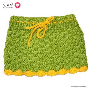 Knit Baby Skirt green-yellow color suitible for 1 to 1.5 years