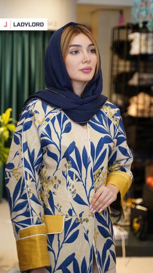 مانتو زنانه ژاکارد طرح انگور کد 0021 رنگ آبی