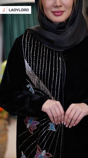 مانتو زنانه طرح لوتوس جواهر دوزی ماهوت