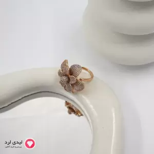 انگشتر ژوپینگ طرح گل نگین‌دار کد 1817