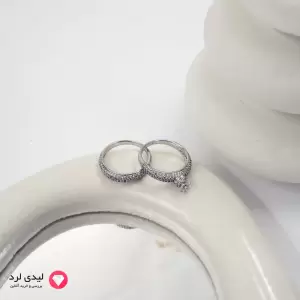 ست دوتایی انگشتر ژوپینگ نقره‌ای با نگین کد 12650