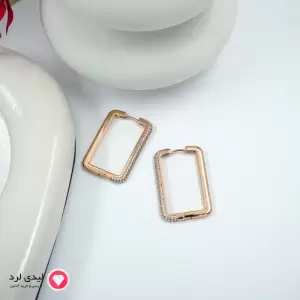 گوشواره طرح مستطیلی نیمه نگین دار ژوپینگ کد 26827