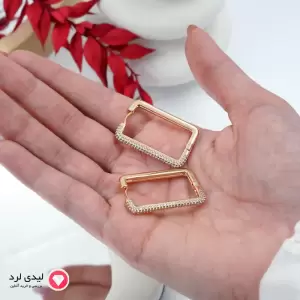 گوشواره طرح مستطیلی نیمه نگین دار ژوپینگ کد 26827